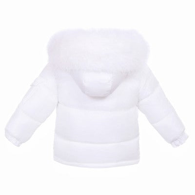 White Faux Fur Hooded Coat  4y