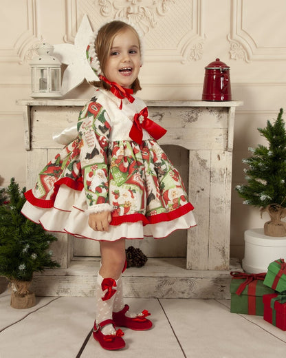 Sonata Christmas Puffball Dress & Hair Bow (Made To Order)