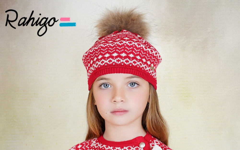 Rahigo Girls Red & Cream Beret - AW26 (Preorder)