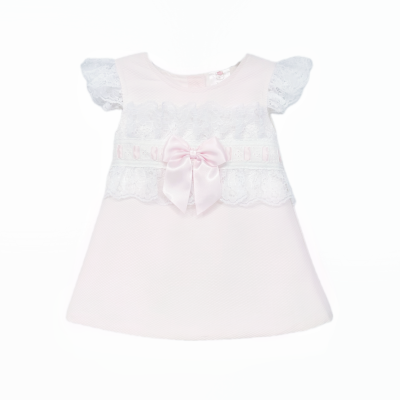 Baby Girl Pink Waffle A-Line Lacey Dress