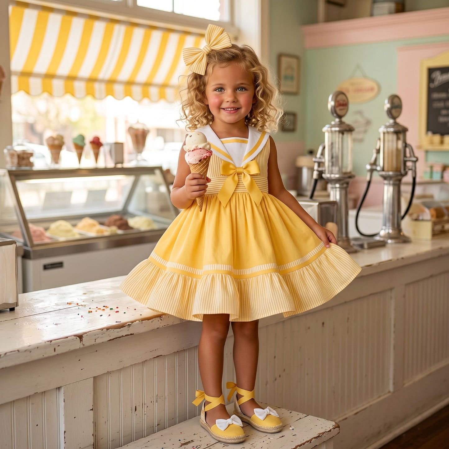 Sonata Girls Yellow Sailor Dress SS26 - (Made To Order)