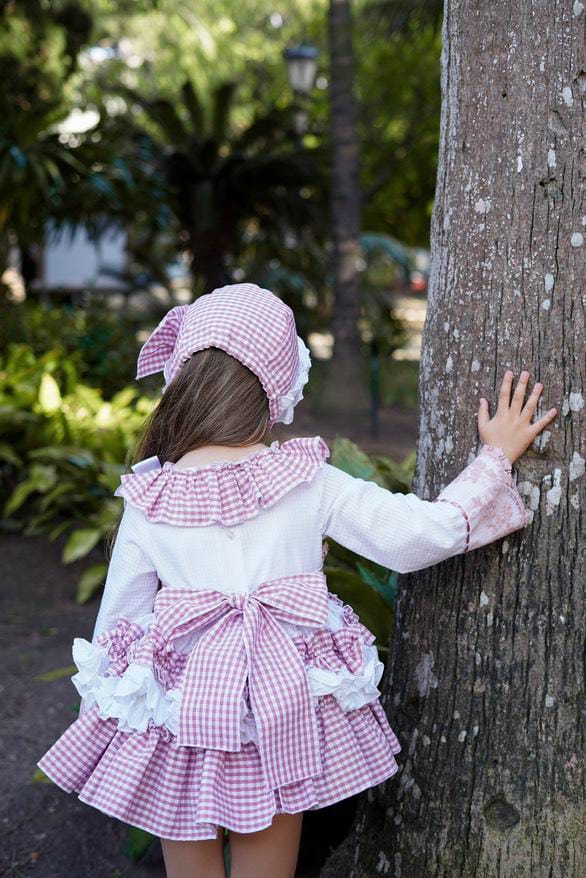 Ela Confeccion AW25 Girls Dusty Pink Gingham Dress Set - (Made to order)