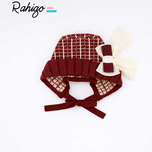 Rahigo Baby Girls Burgundy Red & Cream Bonnet - AW26 In Stock