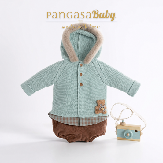 Pangasa Baby Boys Vichy Mint Jacket & Jam Pant Set  ~ AW26 Preorder