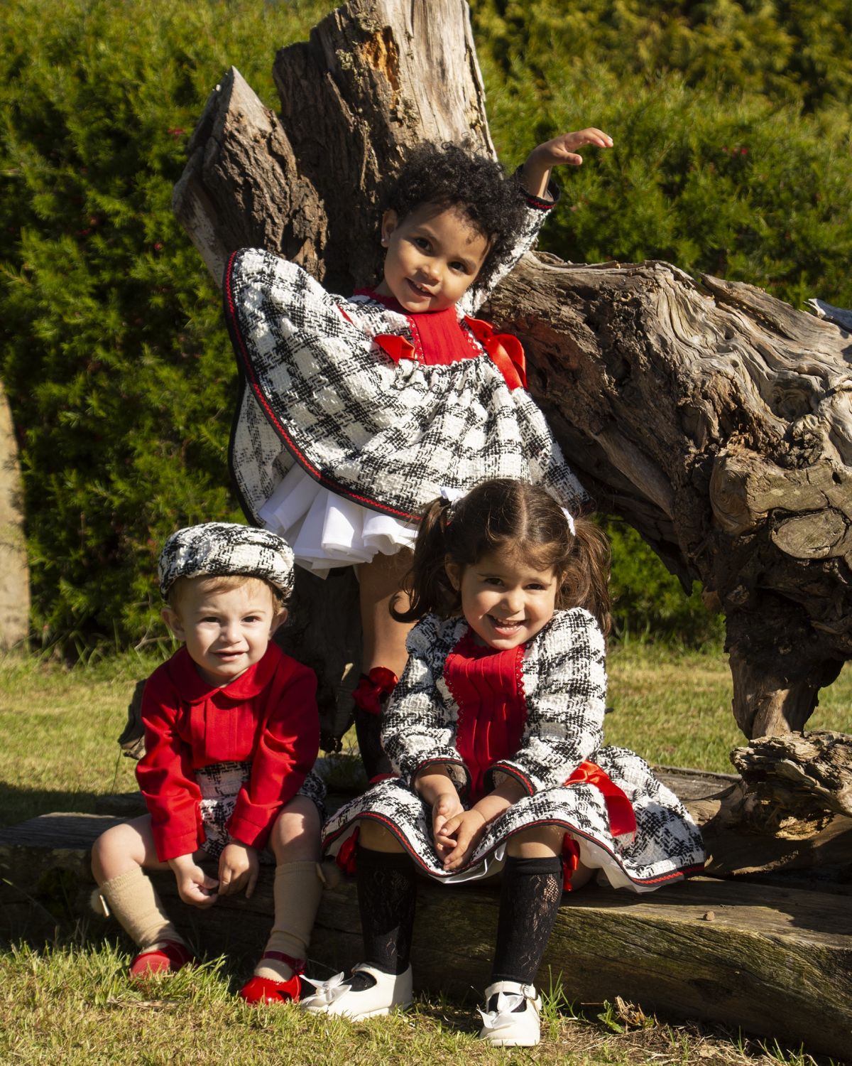 Boys Tweed Short & Red Blouse Set AW (Made to order)