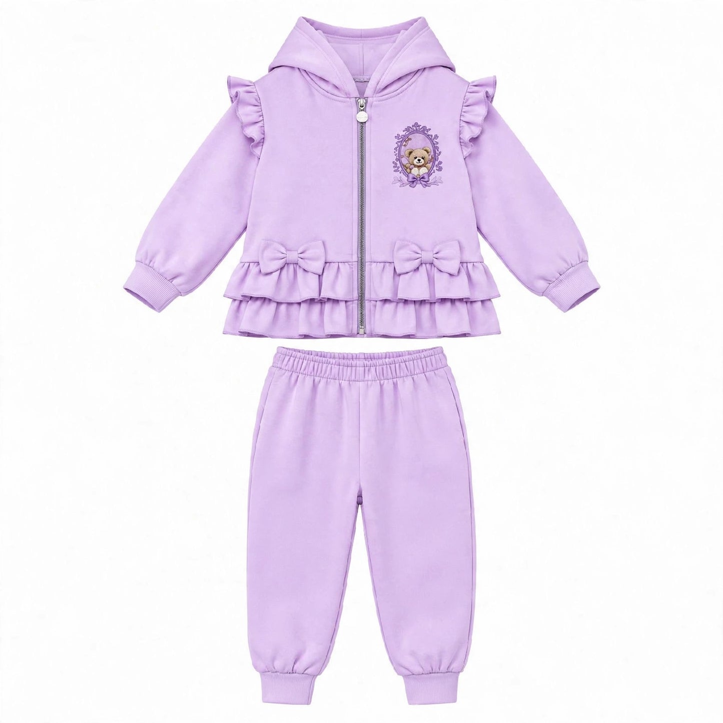 Girls Purple Teddybear Tracksuit Set (Preorder)