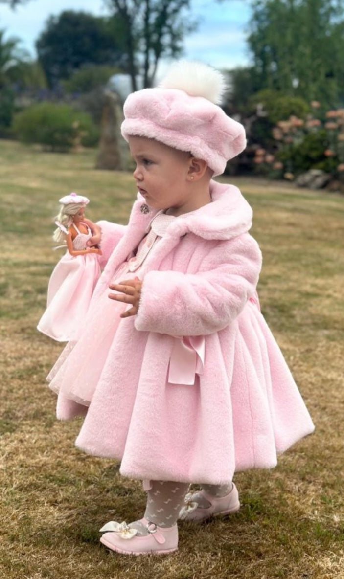 Pink Soft Fur Girls Handmade Sonata Coat AW (Made To Order)