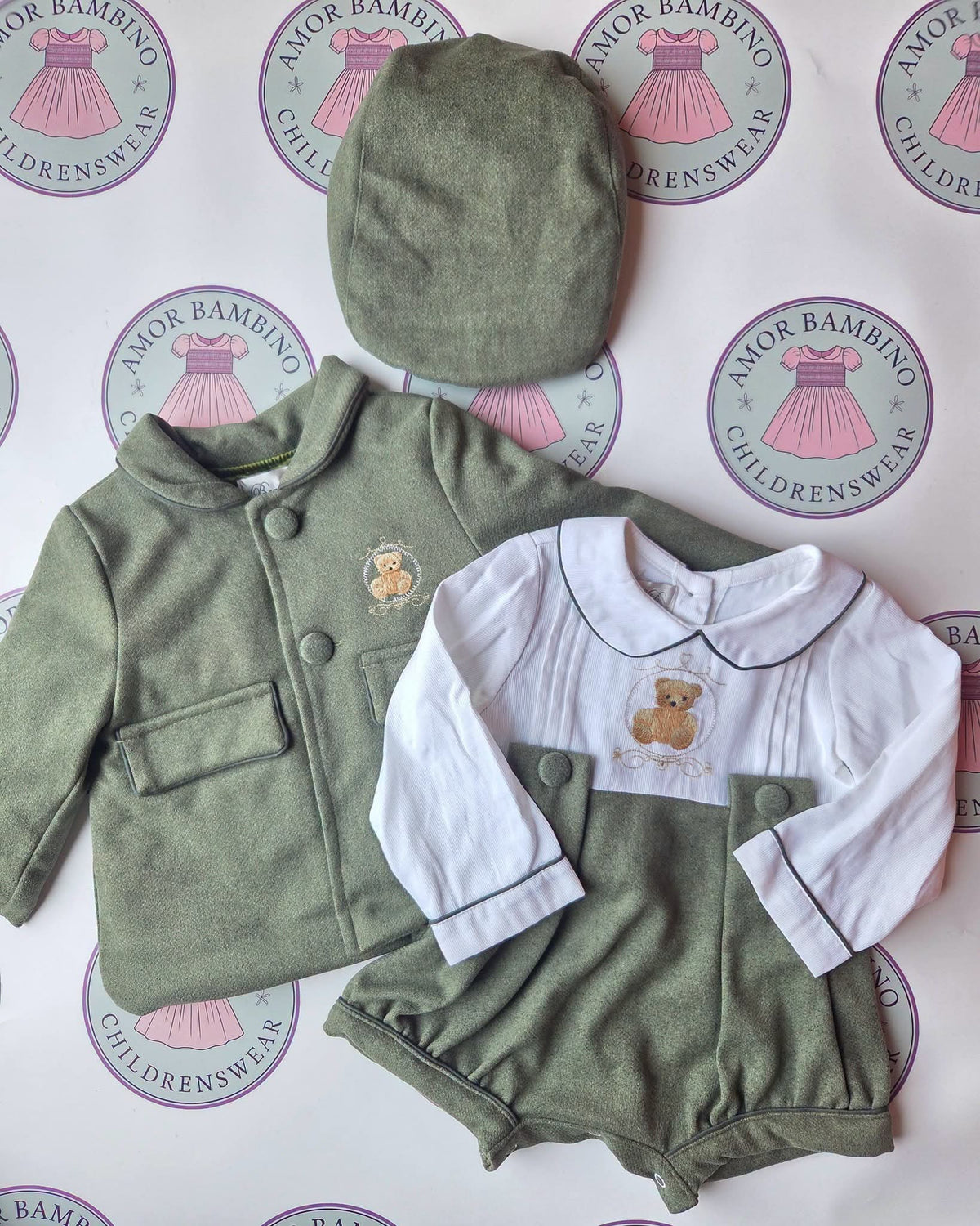 Boys Green Teddy Romper