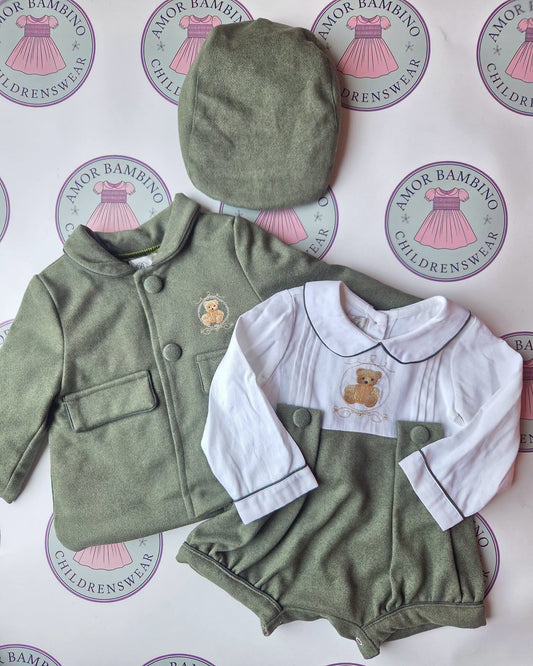Boys Green Teddy Romper