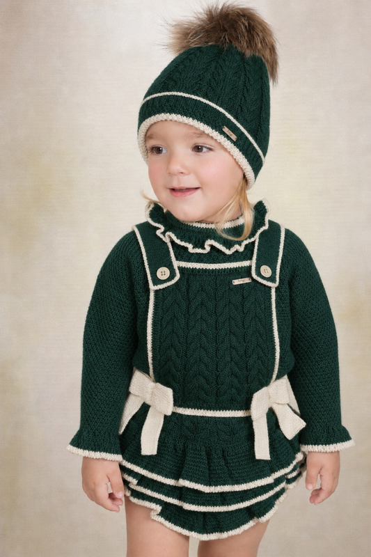 Rahigo Baby Girls Bottle Green & Cream Romper & Jumper Set - AW26 (Preorder)
