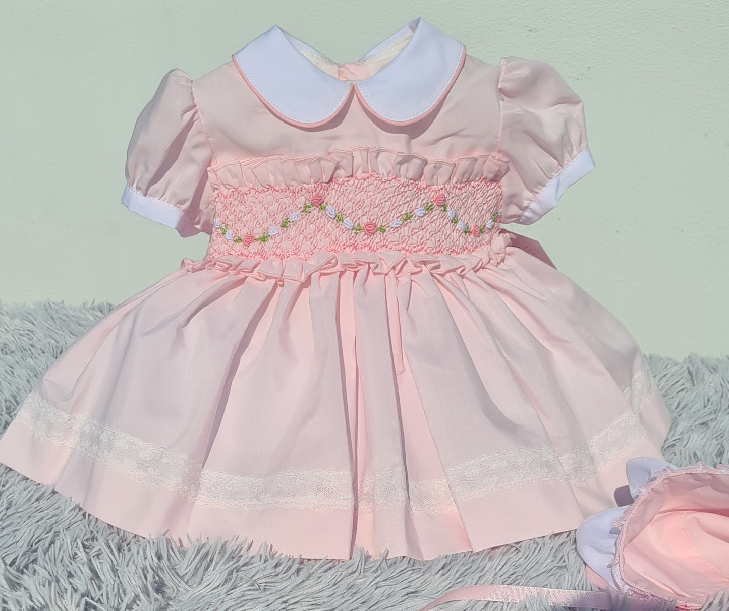 Sonata Babygirls Pink Smocked Dress - (Made to order)