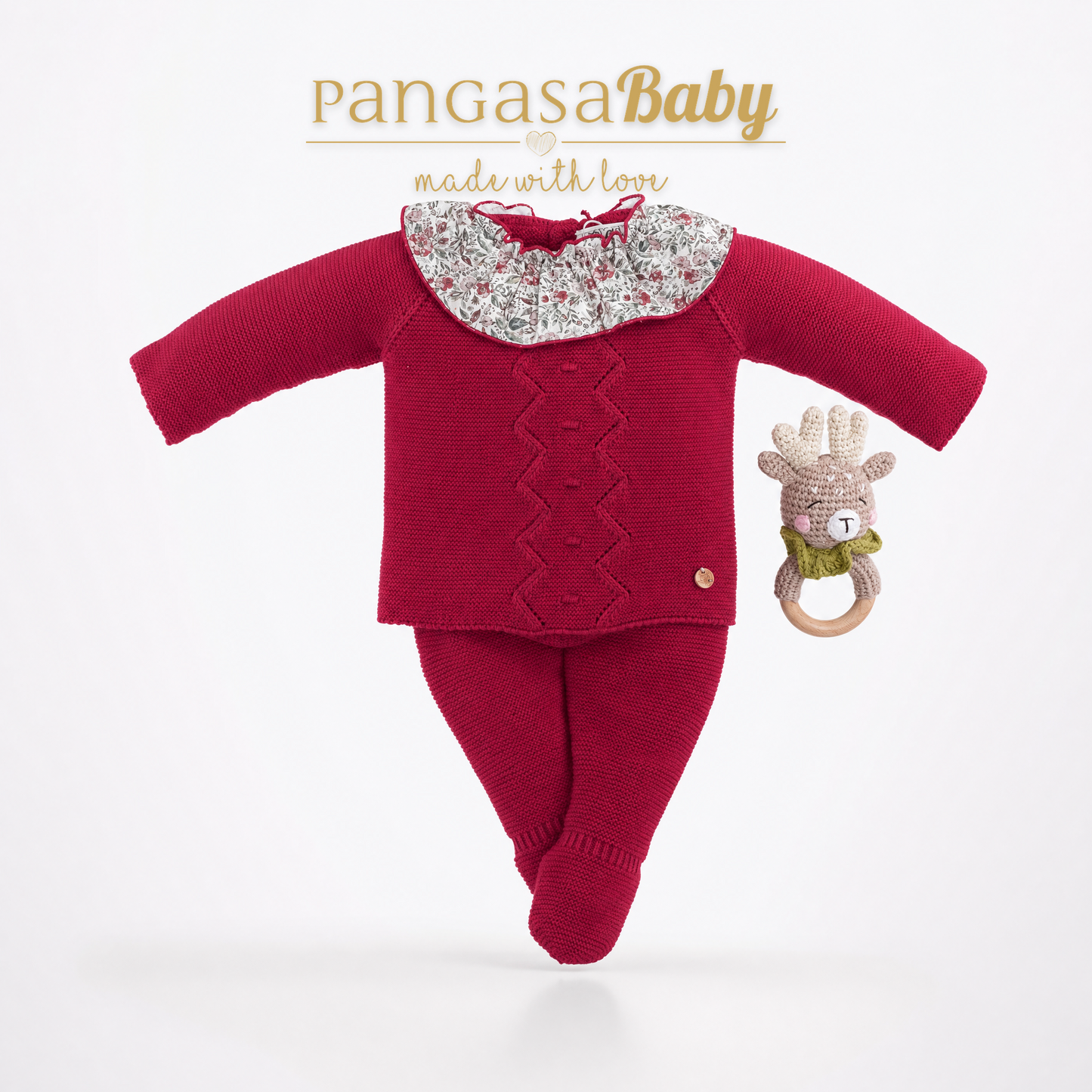 Pangasa Baby Girls Cherry Red 3 Piece Knitted Set  ~ AW26 Preorder