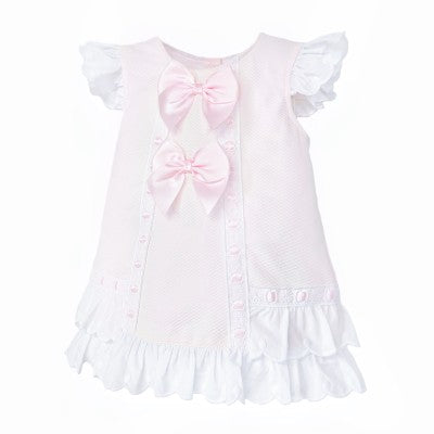 Baby Girl Pink Waffle A-Line Ribbon Dress