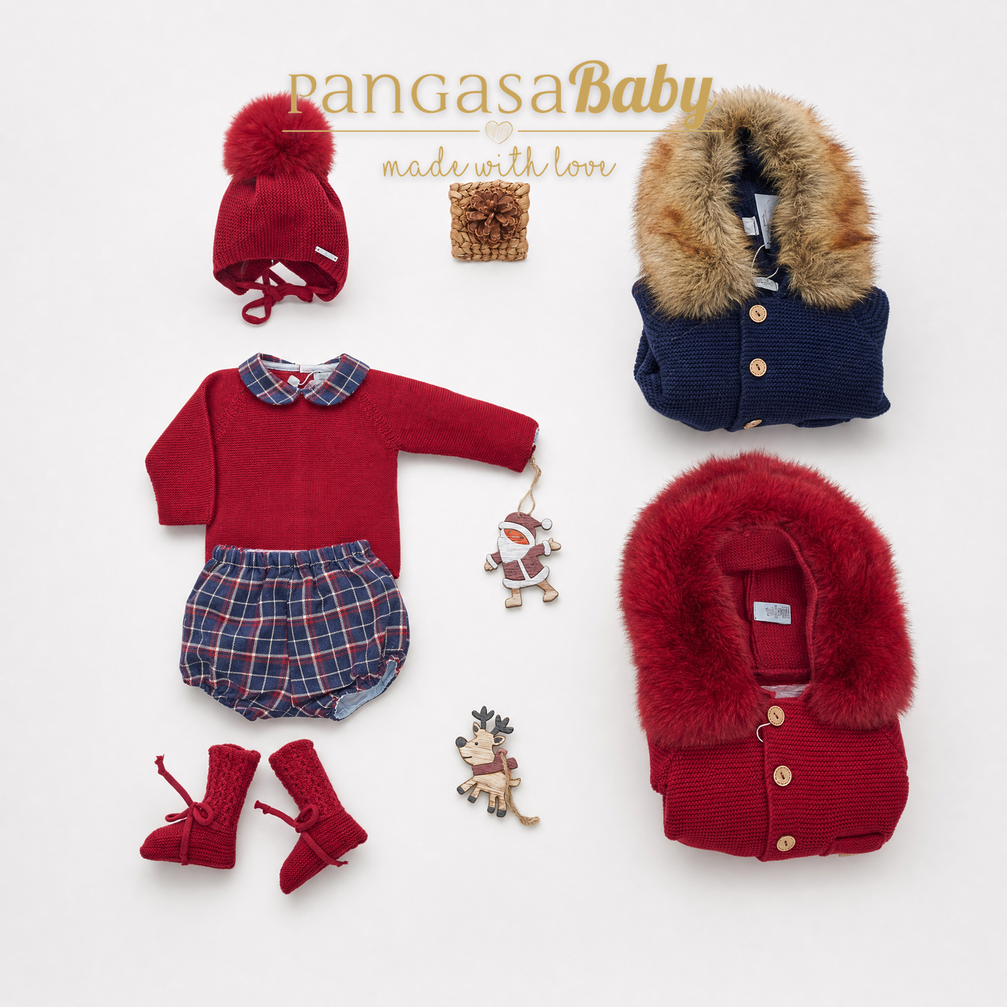 Pangasa Baby Boys Garnet Knitted Jumper & Checked Jam Pant Set ~ AW26 Preorder