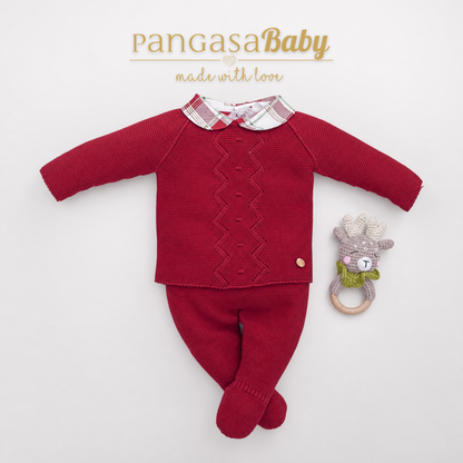 Pangasa Baby Boys Cherry Red 3 Piece Knitted Set  ~ AW26 Preorder
