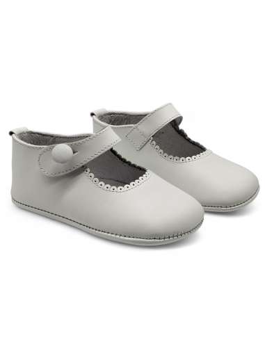 White Mary Jane Baby Girls Button Pram Shoes (In Stock)
