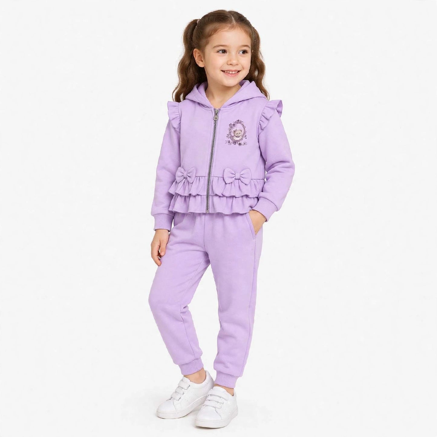 Girls Purple Teddybear Tracksuit Set (Preorder)