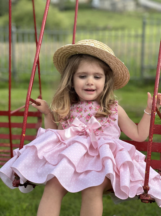 Sonata Pink Polka Dot Dress - (Made To Order)