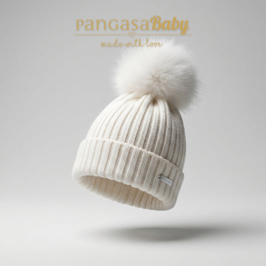 Pangasa Baby Fur Pom Ribbed Hat - 14 Colours - Preorder