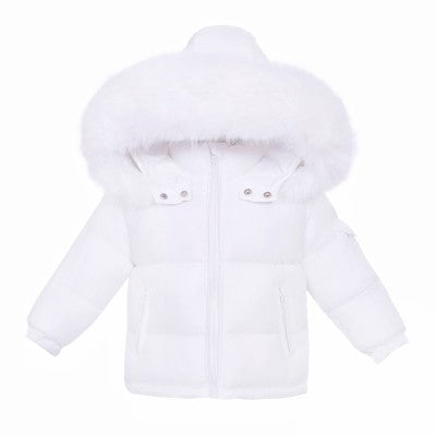 White Faux Fur Hooded Coat  4y