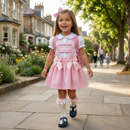 Sonata Girls Pinafore Dress & Blouse Gingham School Set SS26 - (Made To Order Any Colour)