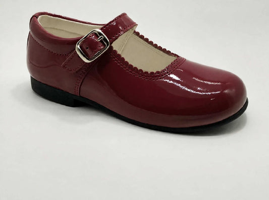 Amor Bambino Burgandy Mary Jane Girls Leather Patent Shoes - In Stock
