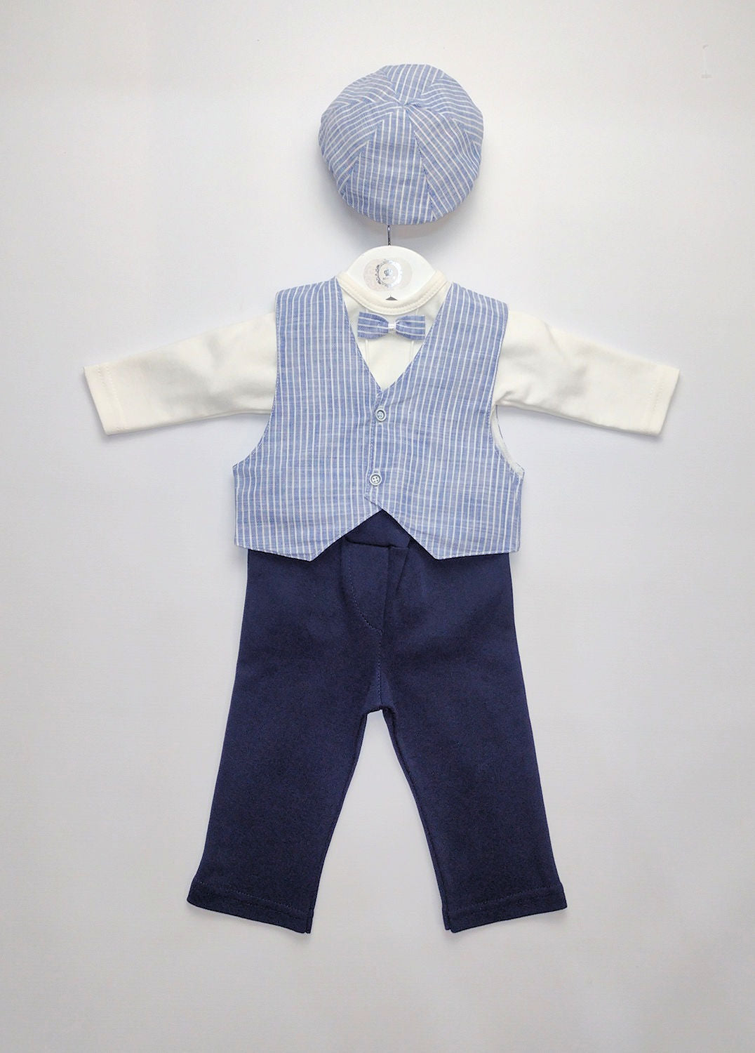 Boys Navy Blue Waistcoat, Trousers & Hat Set