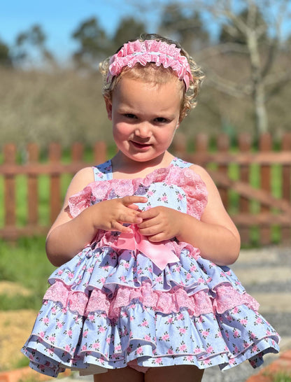 Sonata Pink & Blue Puffball Dress - (Made To Order)