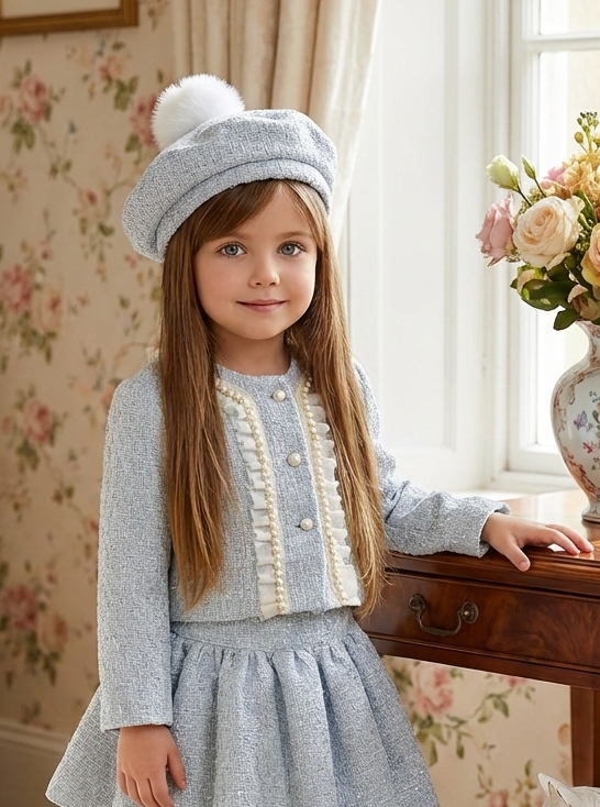 Girls Sonata Handmade Baby Blue Skirt SS26 (Made to order)