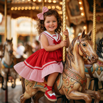 Sonata Girls Red Sailor Dress SS26 - (Made To Order)