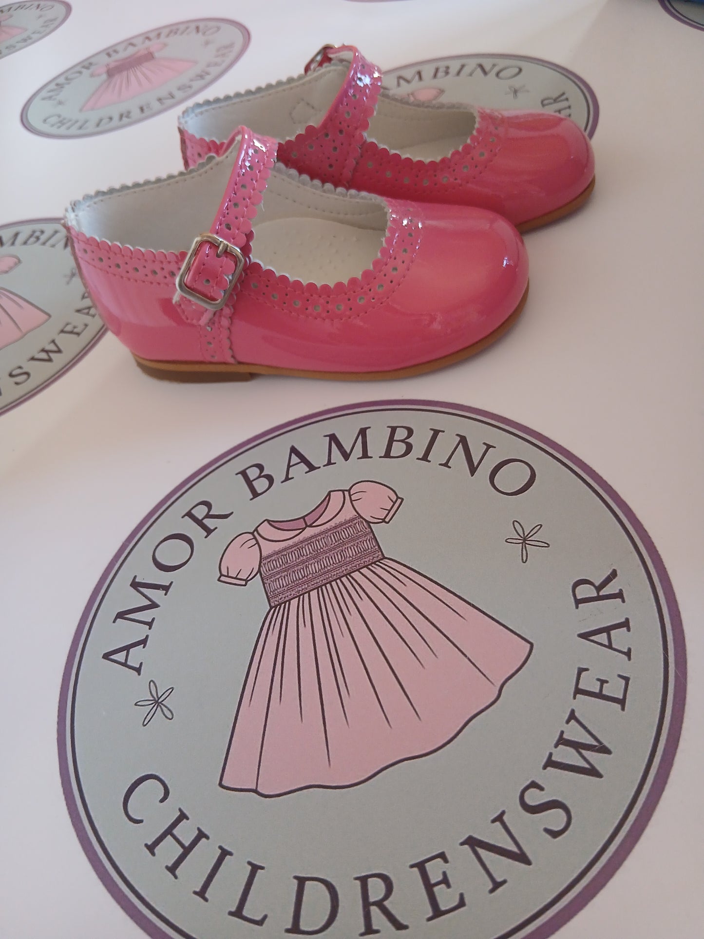 Fushia Pink Amor Bambino Mary Jane Girls Leather Patent Shoes (In stock)