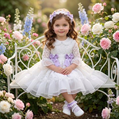Sonata Girls White Lace Dress SS26 - (Made To Order)