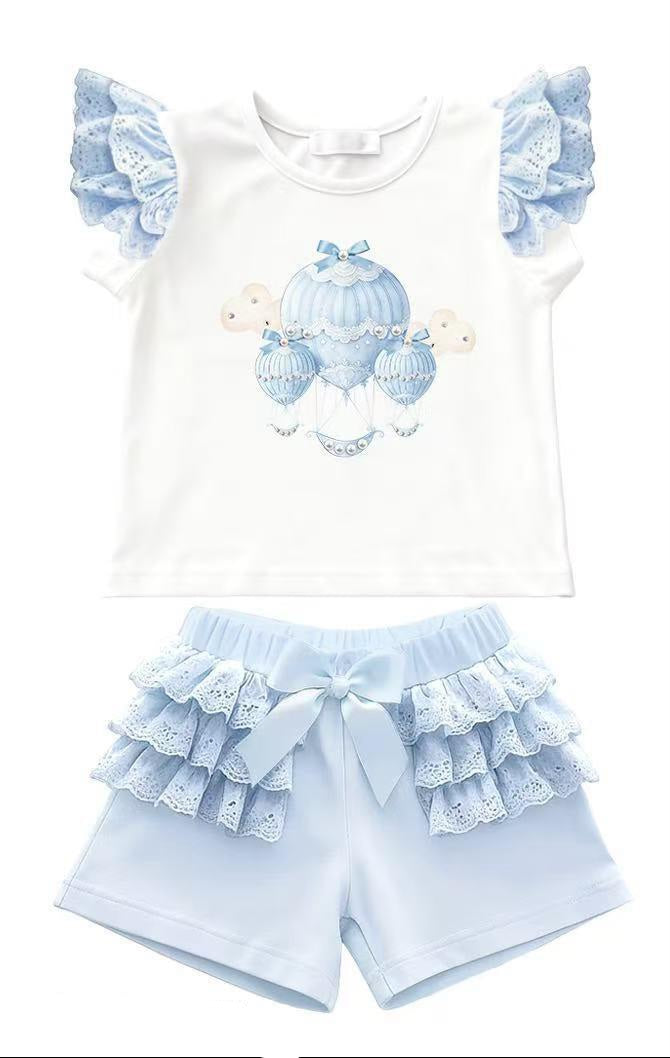 Blue Hot Air Balloon Top & Short Set