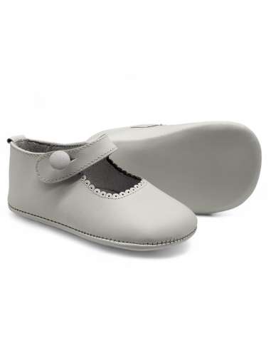 White Mary Jane Baby Girls Button Pram Shoes (In Stock)