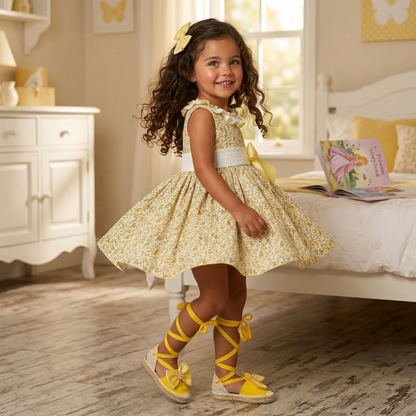 Sonata Girls Yellow Floral Dress SS26 - (Made To Order)