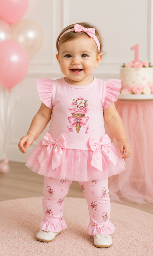 Pink Ice Cream Top & Legging Set
