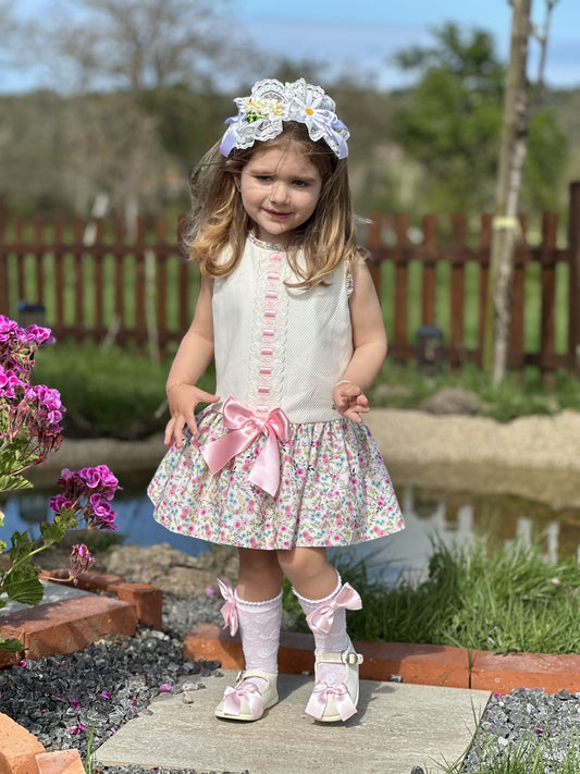 Girls Sonata Drop Waist Pique Dress - (Made To Order)