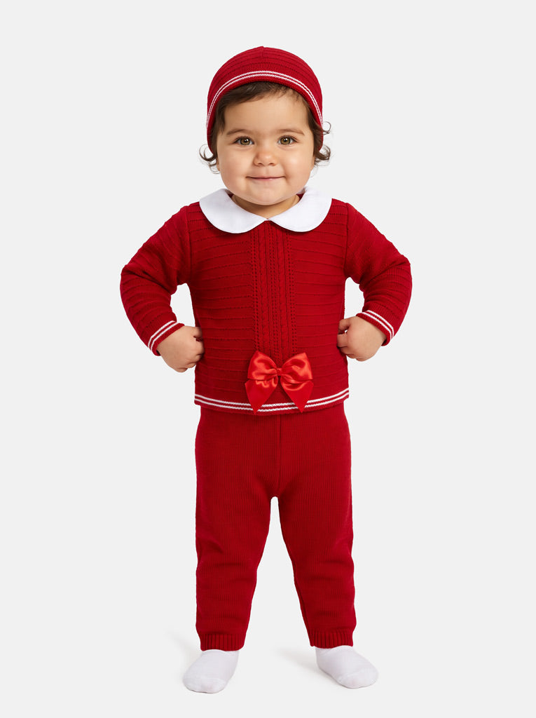 Baby Girl Violeta 3 piece Red Knitted Set