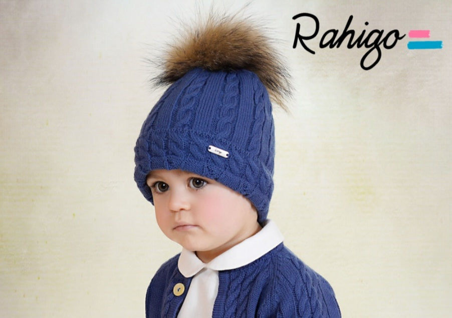 Rahigo Baby Boys Oxford Blue Pom Hat AW26 (Preorder)
