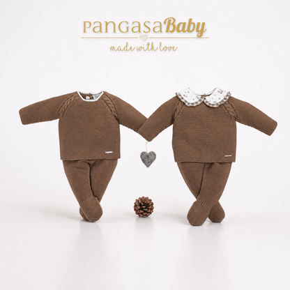 Pangasa Baby Boys Chocolate 3 Piece Knitted Set  ~ AW26 Preorder
