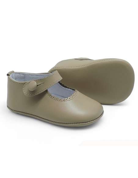 Baby Mary Jane Leather Shoes with Buttons