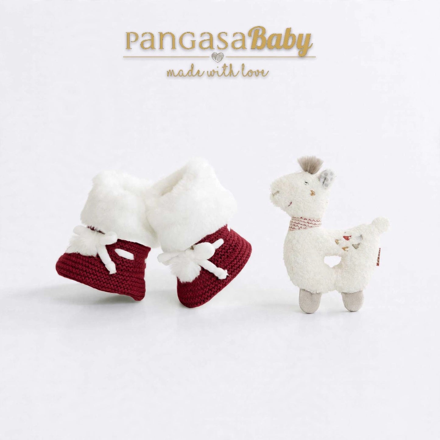 Pangasa Baby Grey Fur Cuffed Knitted Booties ~ AW26 Preorder