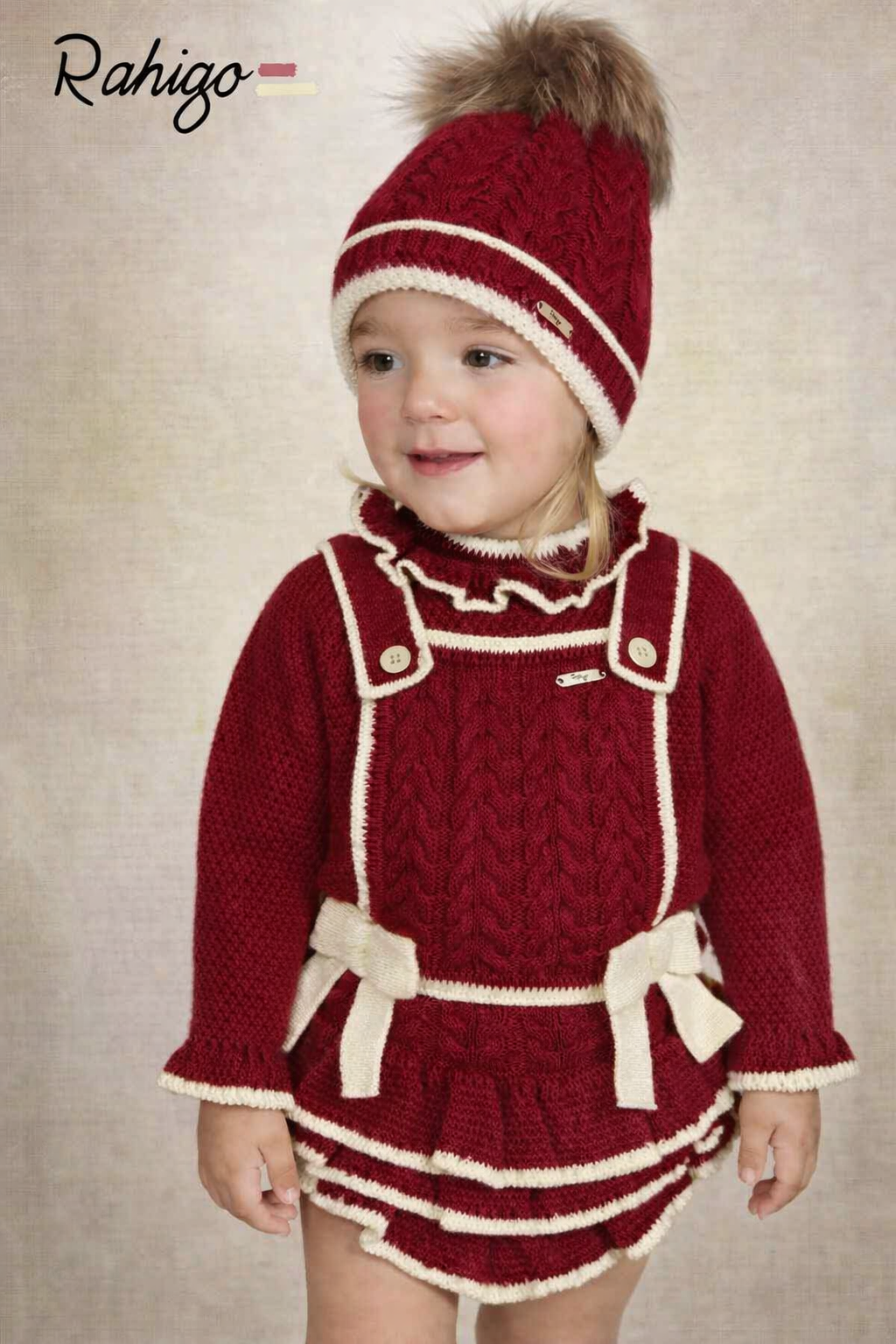 Rahigo Girls Burgundy Red & Cream Romper & Jumper Set - AW26 (Preorder)