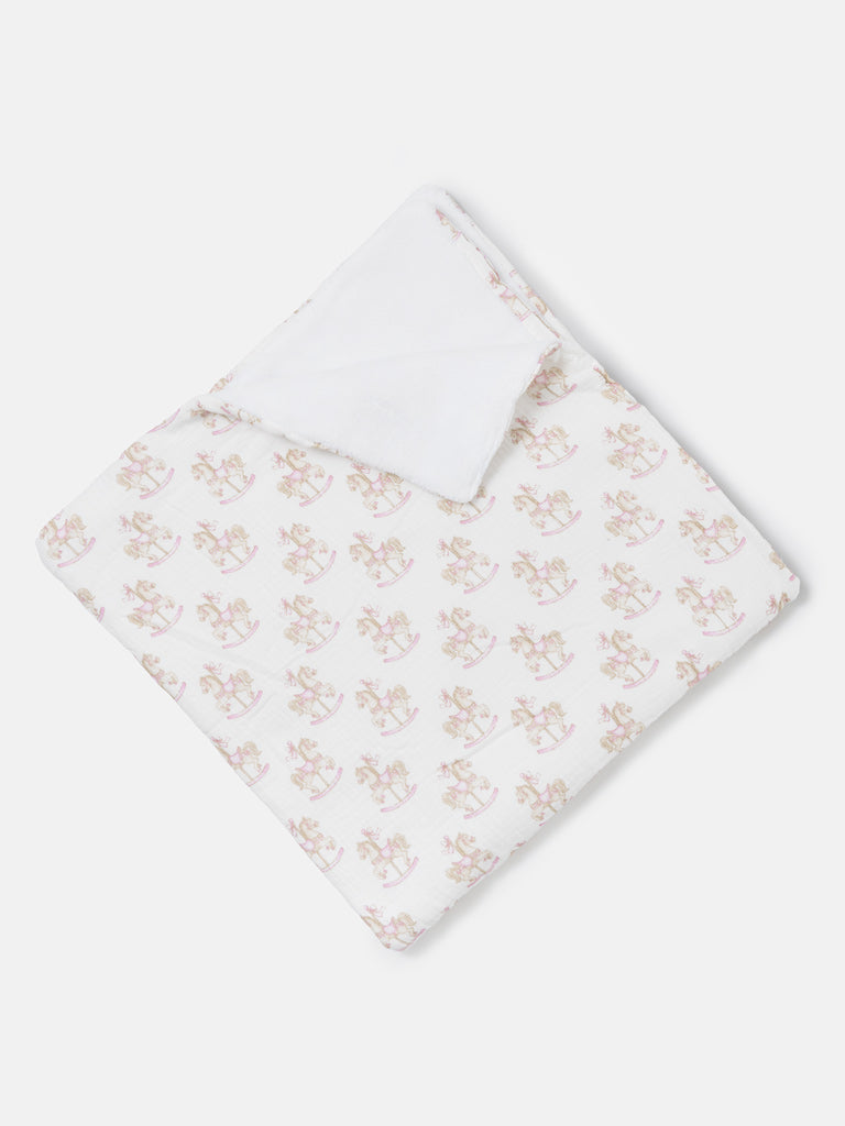 Baby Girls Baby Pink Rocking Horse Blanket