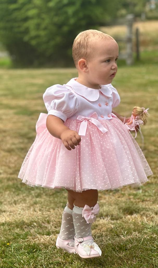 Sonata Classic Pink Handmade Plumeti Dress (Made To Order)