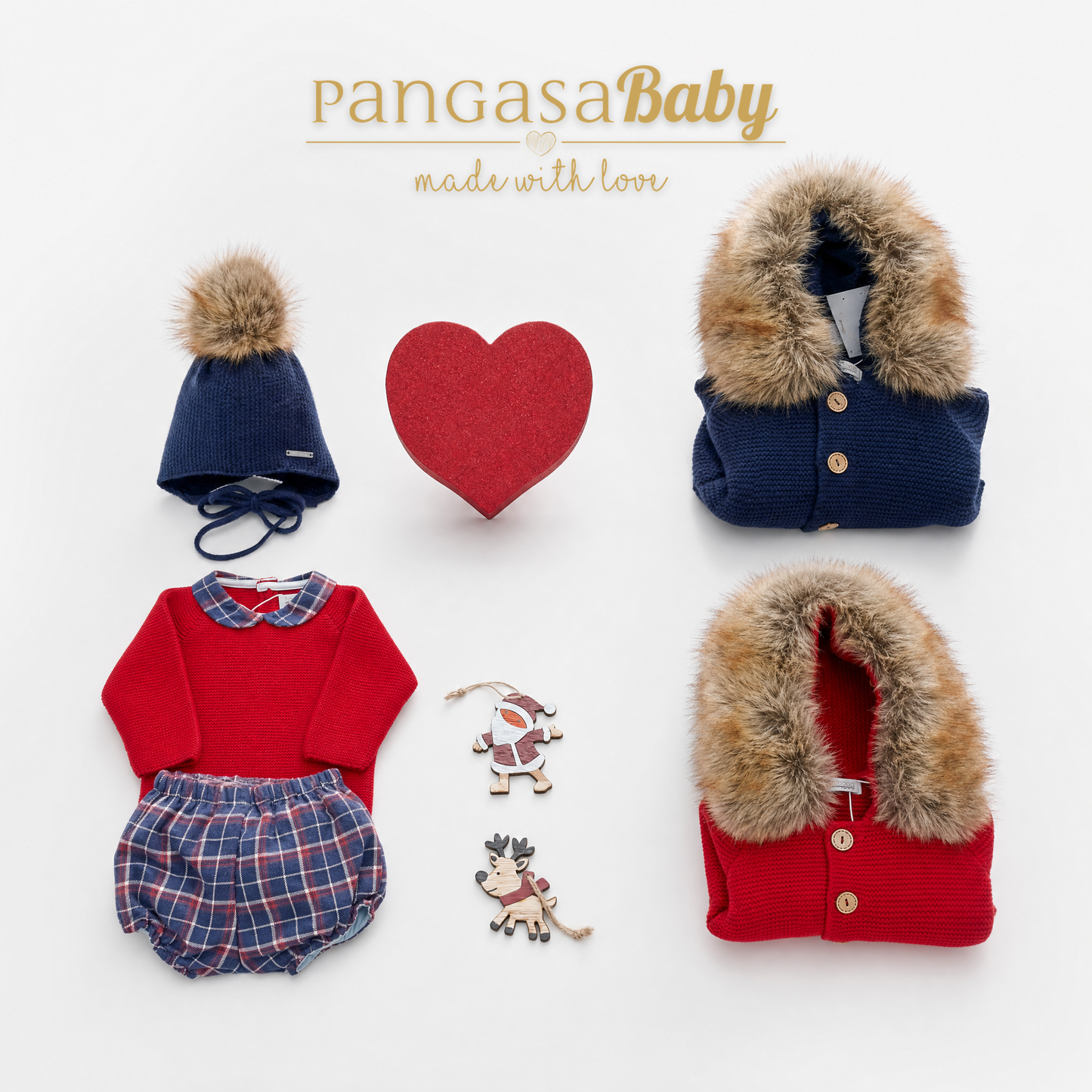 Pangasa Baby Boys Red Knitted Jumper & Checked Jam Pant Set ~ AW26 Preorder