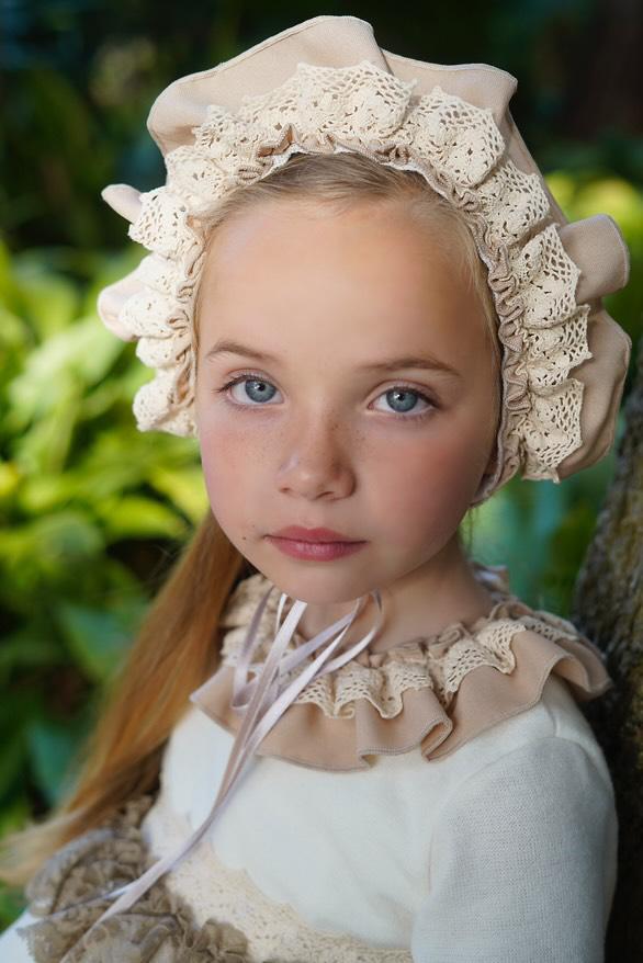 Ela Confeccion AW25 Girls Cream & Camel Handmade Dress Set - (Made to order)