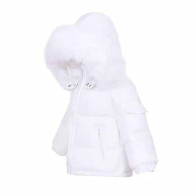 White Faux Fur Hooded Coat  4y