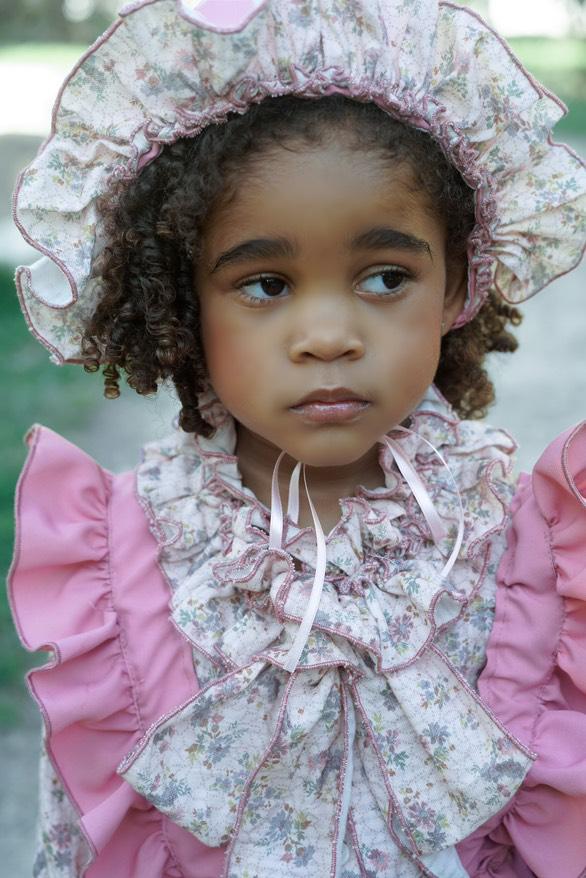 Ela Confeccion AW25 Girls Floral Ruffle Pinafore Romper & Bow Blouse Set - (Made to order)