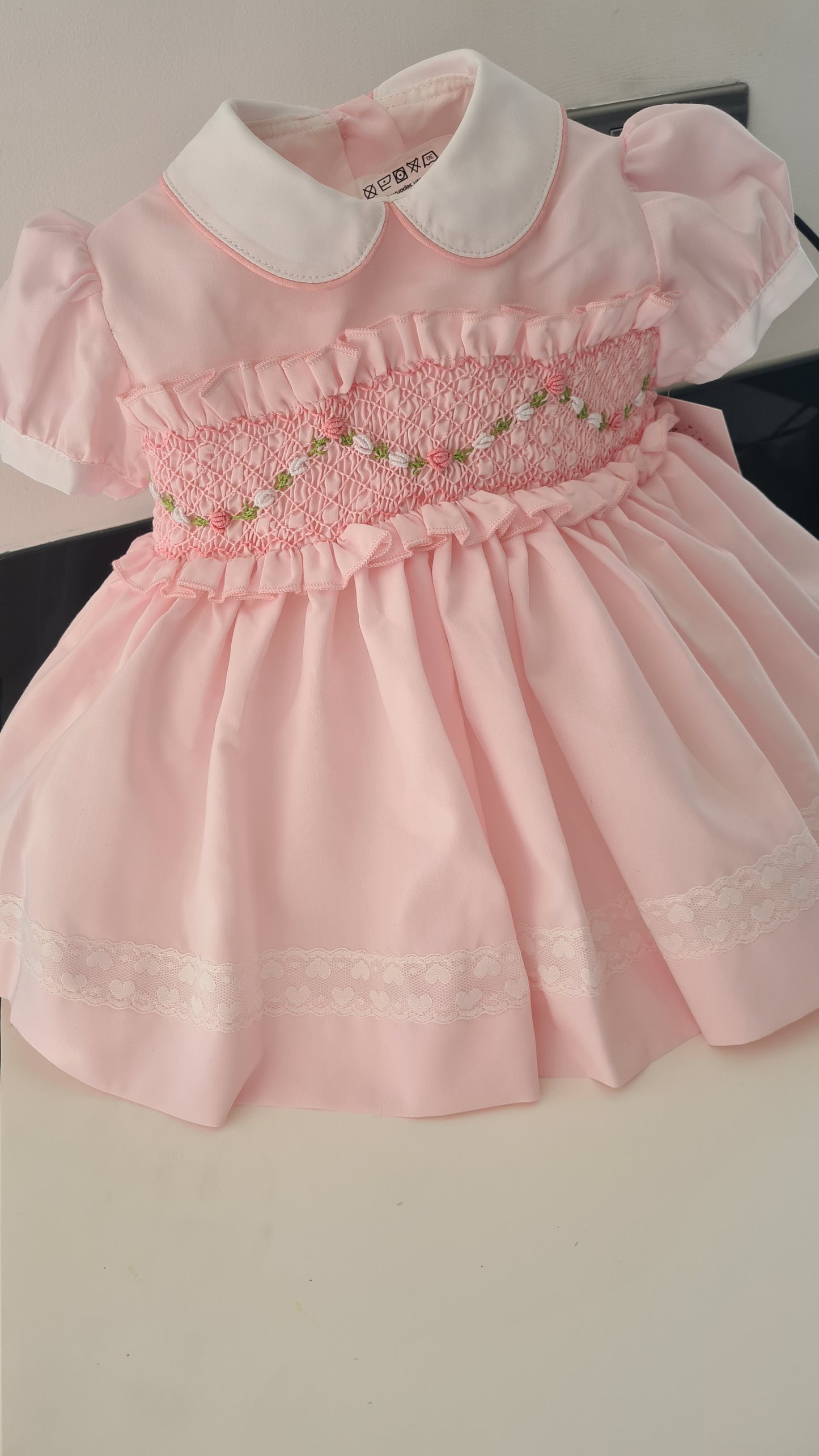 Sonata Babygirls Pink Smocked Dress - (Made to order)